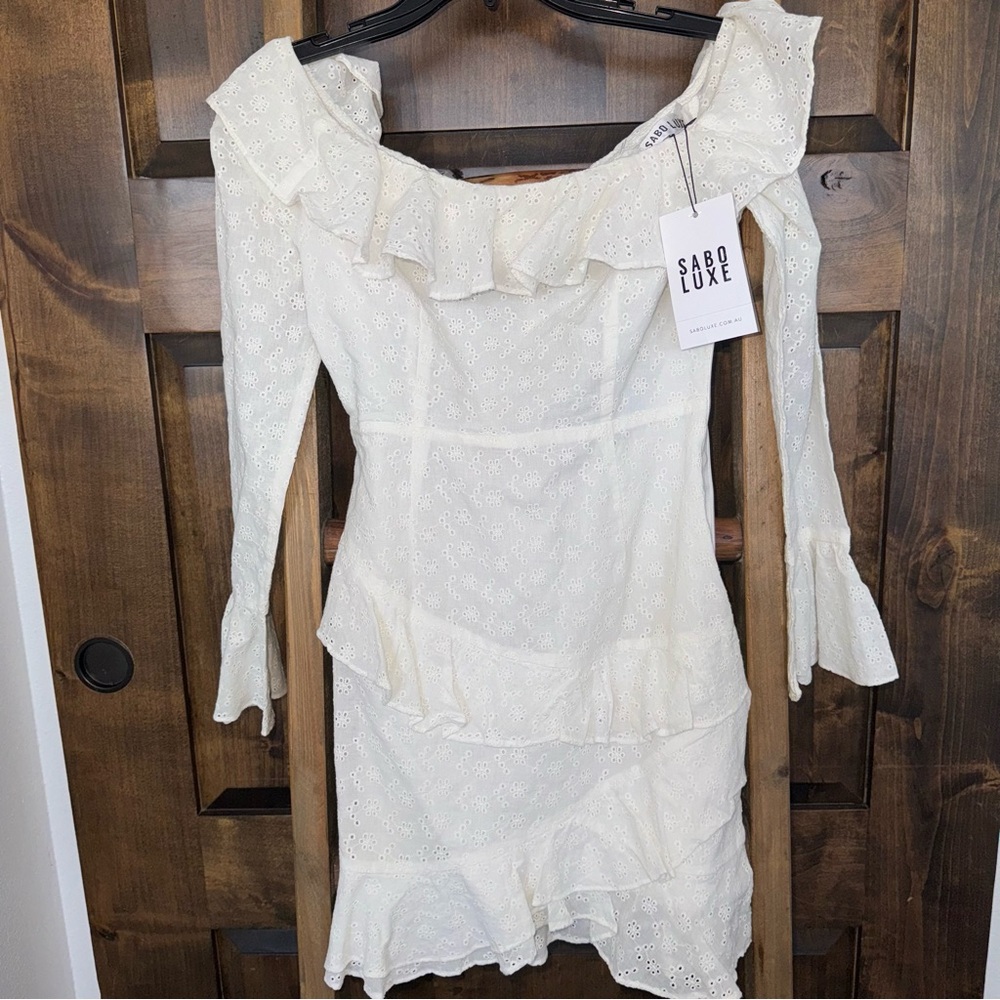 Sabo Luxe White Ruffle Dress